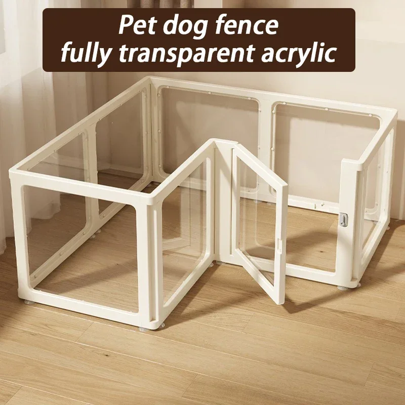 Fully Transparent Acrylic Puppy House Freely Combined Kitten Yard Indoor DIY Small Pet Dog Fence Cage System with Door Dog Fence