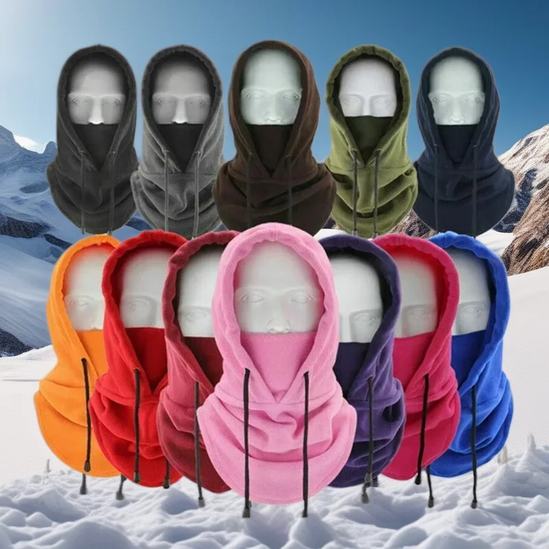 Winter Warm Fleece Mask Ski Mask Warm Neck Protector Hood Windproof Coldproof Warm 3-in-1 Cycling Hat Sports Outdoor Gear