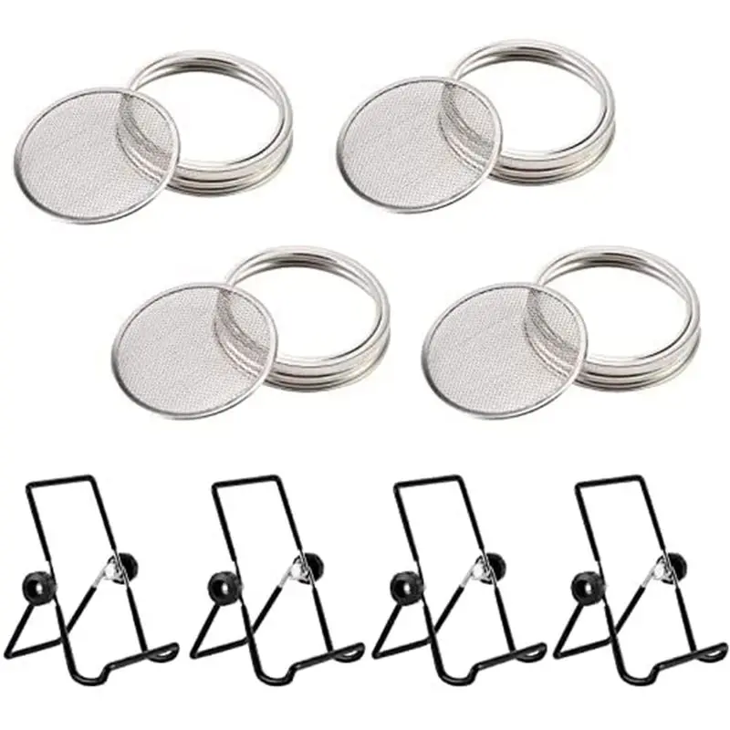 B62B-Sprouting Lid, Jar Germination Kit Accessories,Stainless Steel Sprouting Jar Lid, Sprouting Kit For 86MM Mouth Jars