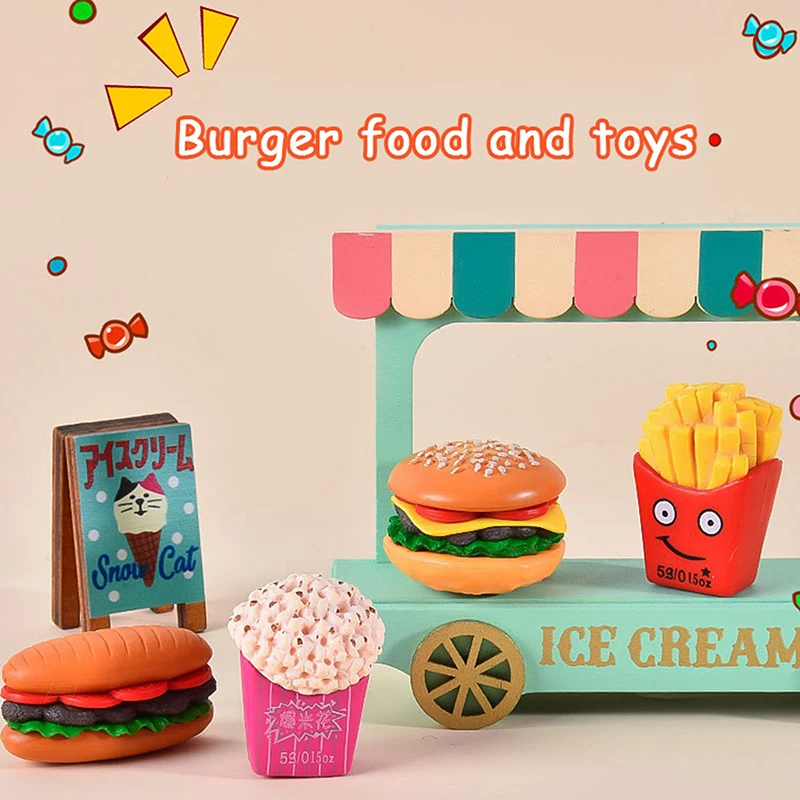 Dollhouse Miniature Hamburger Sandwiches Hot Dog Popcorn Cake Kitchen Food Model Decor Doll House Home Desktop Decoration