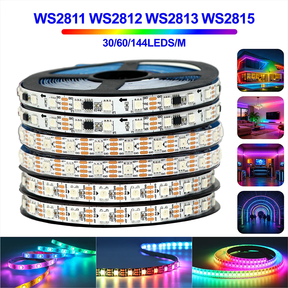 WS2812B WS2811 WS2815  RGBIC Pixel LED Strip Light 30/60/144Leds/m 5050RGBIC Smart LED Strip Lights Individually Addressable IC