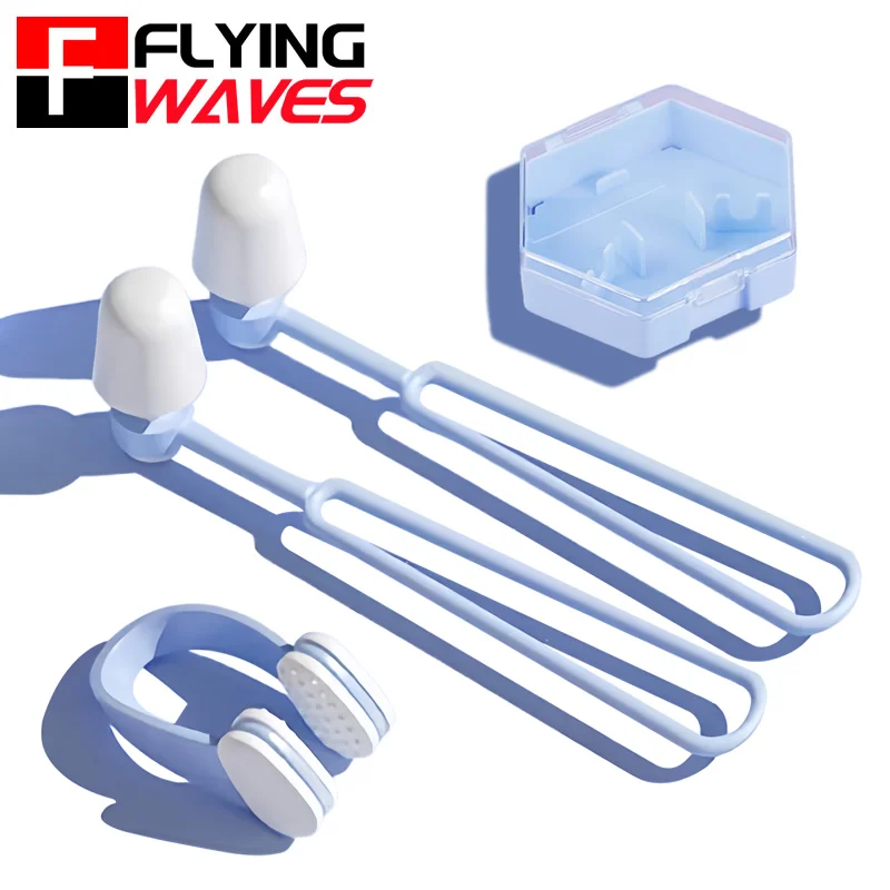 1 Set Anti-loss Silicone Swim Earplug Nose Clip Set for Children Adult Beginners Diving Swimming