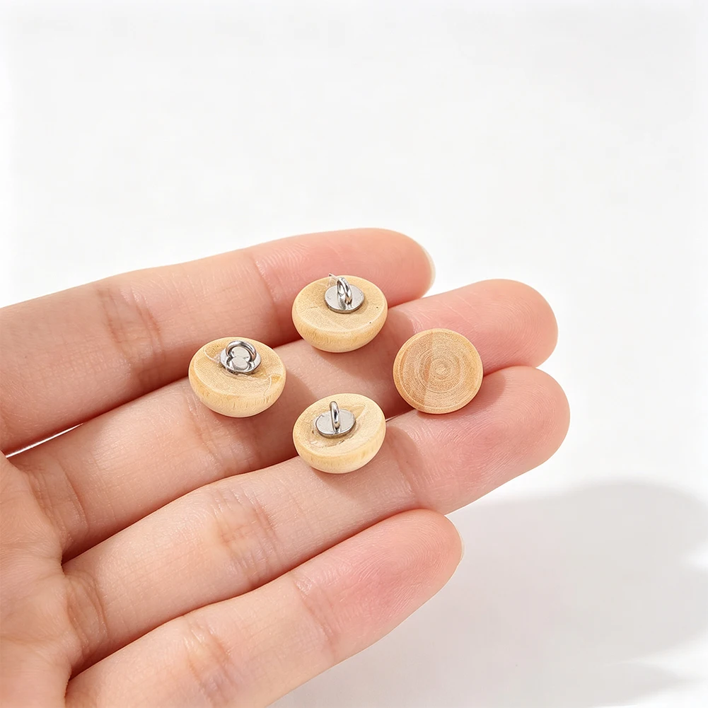 Wood Shank Button Half Round Metal Loop Small Sewing Craft DIY Garment Accessory For Shirt Sweater Dress  Classic Decorativee