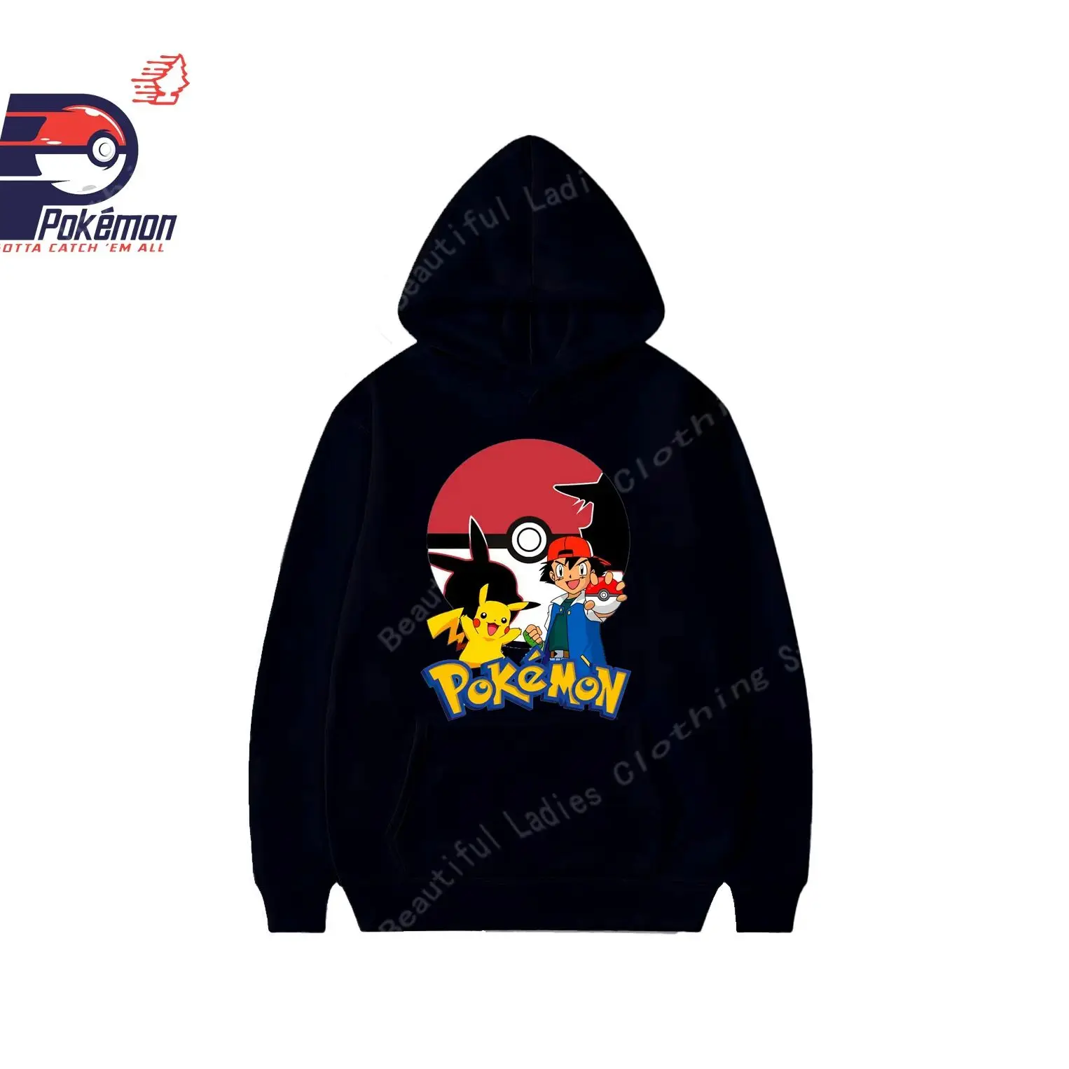 (MINISO) بوكيمون بيكاتشو لطيف طباعة خريف/شتاء جديد أزياء المرأة Crewneck هوديس السببية نمط مريح Y2K نمط هوديس