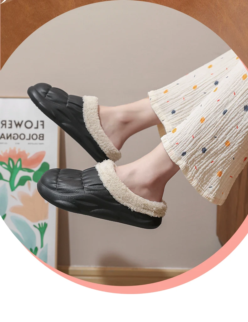 Men's Home Clogs 2024 New Winter Comfortable Slippers Plush Lining Shoes Soft Woman House Warm Clogs High Quality waterproof