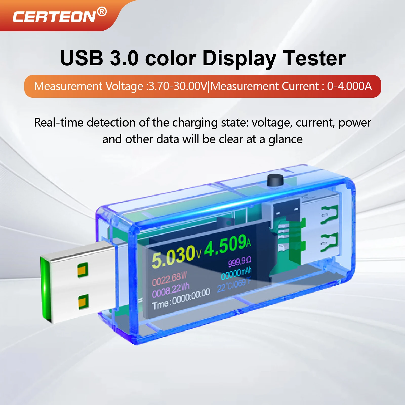 USB Voltage Current Tester 3.6‑30V 0‑5A High Current USB Port Charger QC2.0 QC3.0 DCP AFC Apple 2.4A Fast Charge Detector