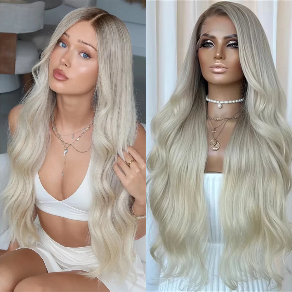 

Синтетические парики с кружевной передней частью Cremy Blonde, парики с кружевным верхом и коричневыми оттенками, длинные, с эффектом свободной волны, роскошные женские парики для косплея и вечеринок