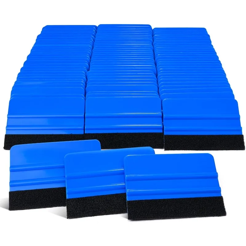 20/100pcs Squeegee -Flexible Plastic Squeegee with Fabric Felt for Vinyl Graphic Decal Installing Car Wrapping Scraper Tool