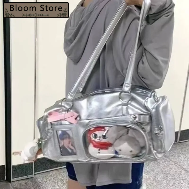 

Bloom Transparent Sier Itabag Women Versatile Double Sided Pocket Casual Pain Bag Girls Haruku Aesthetic Shoulder Bags New