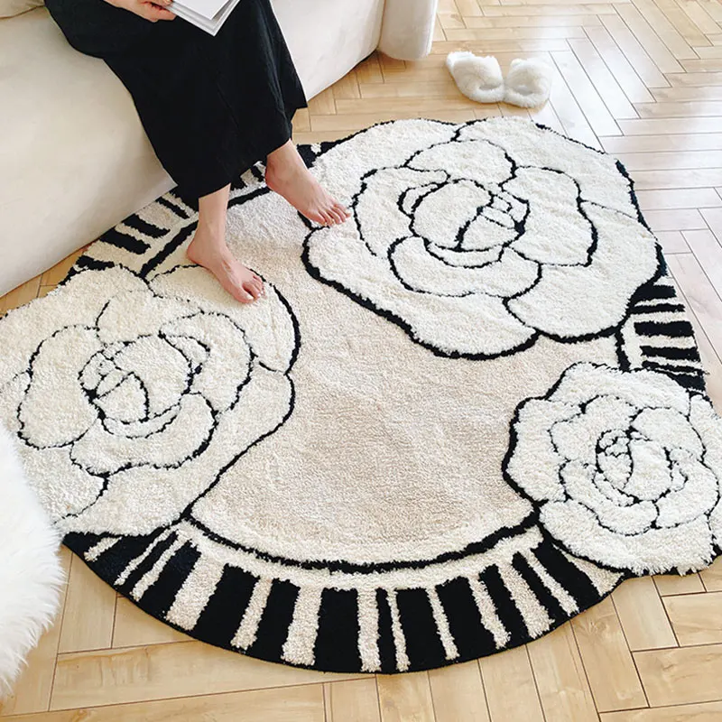 Tufting Carpet For Living Room Creative Flower Shape Soft Fluffy Carpets Bedroom Bathroom Anti-Slip Rugs Mat Decorative Doormat