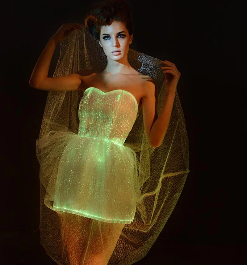 

LED Light Dress Fiber Optic Dance Costume Girls LED Wedding Dress Photography Stage Prop