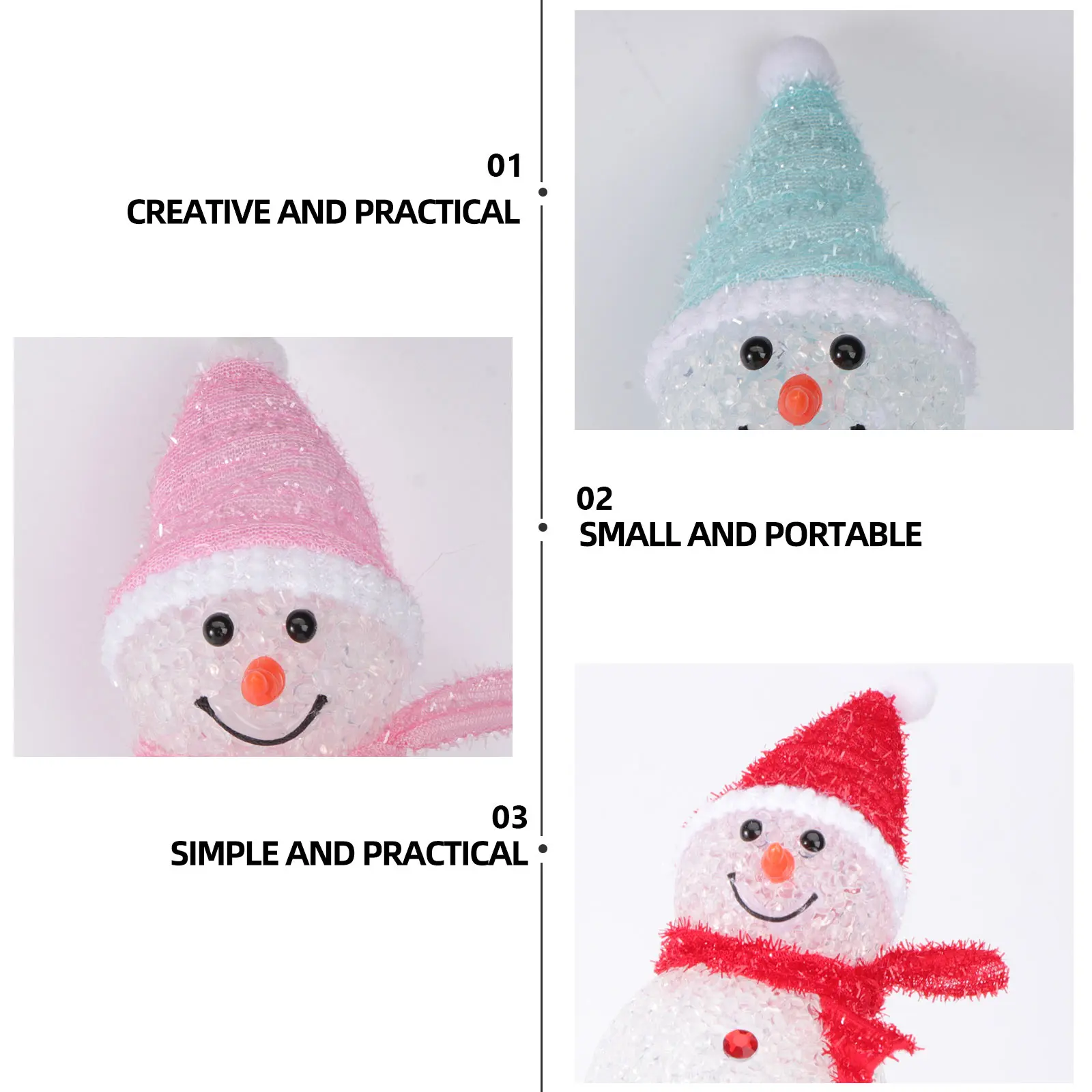 

3pcs Solar Snowman Ground Inserted Lights Christmas Outdoor Waterproof Energy Saving Ip55 Landscape Lighting For Garden Yard