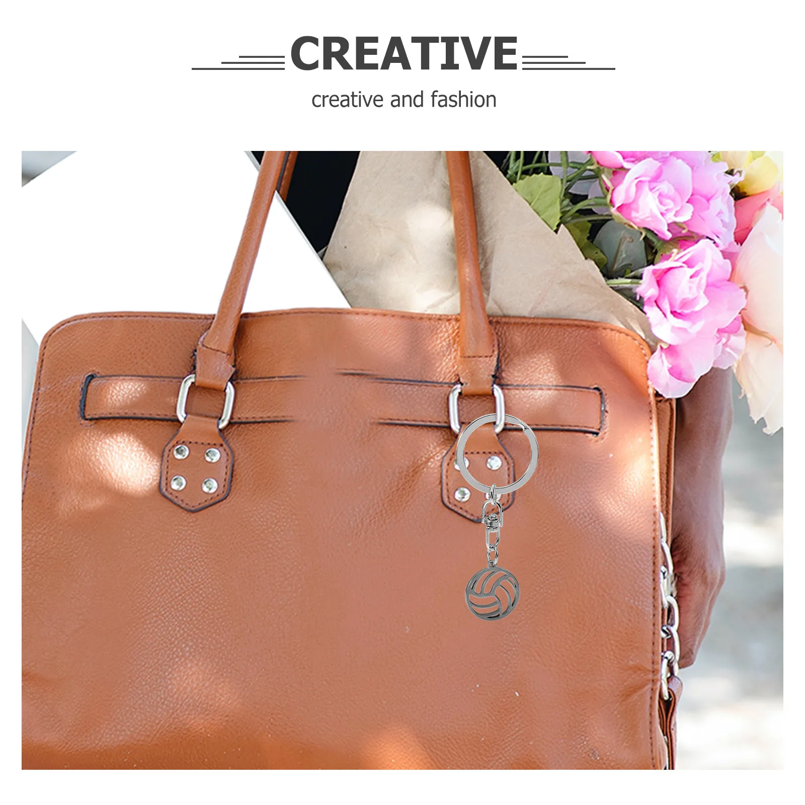 الكرة الطائرة المفاتيح الفولاذ المقاوم للصدأ الإبداعية تصميم جوفاء حقيبة قلادة الزخرفية الرياضة حلقة رئيسية الكرة الطائرة حفلة صالح