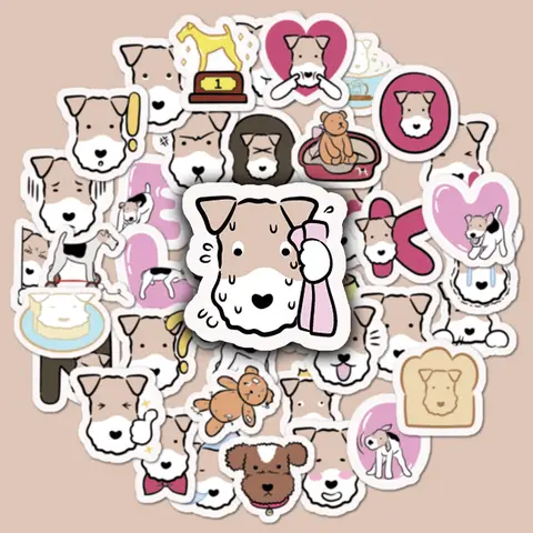 40 sztuk Cute Cartoon drut FOX TERRIER Emoji naklejki naklejki na laptopa lodówka notatnik pamiętnik śmieszne naklejki dekoracyjne zabawki dla dzieci