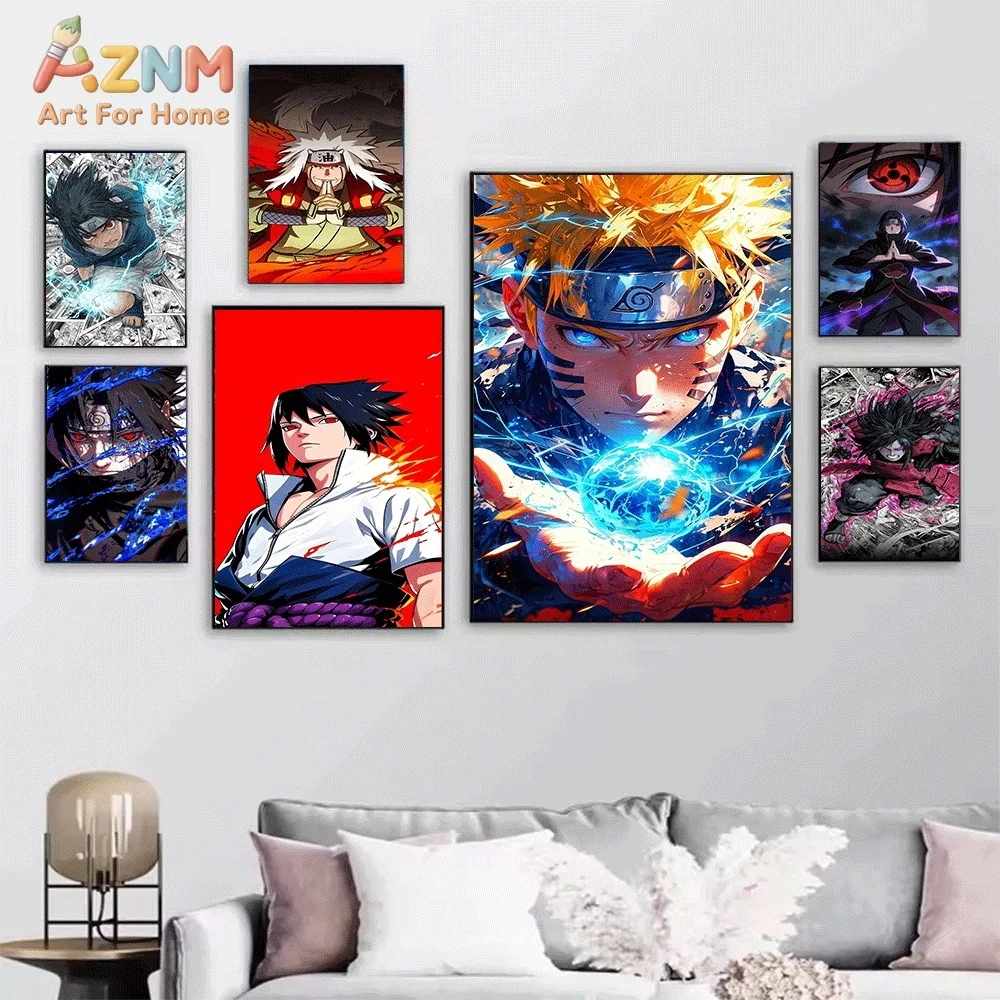 Naruto Anime Naruto Uzumaki Red Tone Canvas Wall Art Print Poster Unframed Canvas Painting Home Living Room Bedroom Decor Gift