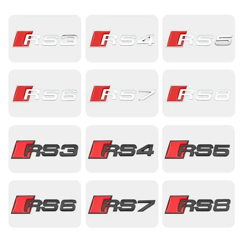 1 قطعة ثلاثية الأبعاد ABS شعار السيارة لأودي RS S3 S4 S5 S6 S7 S8 A3 A4 A5 A6 A7 A8 Q3 Q5 Q7 TT الخلفي الجذع الجسم شعار شارة ملصقات