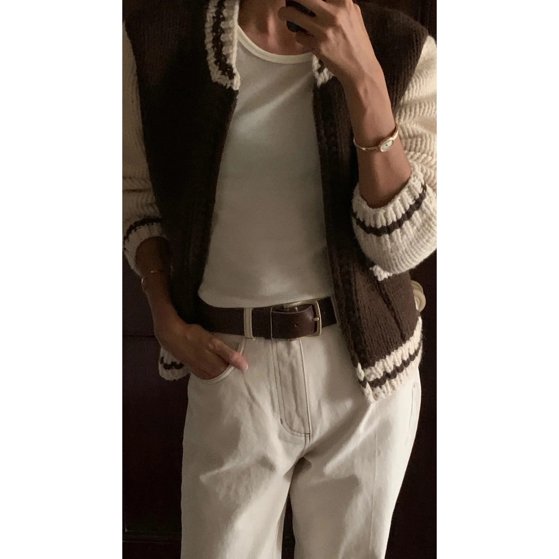 

Handmade Knitted Woolen Zipper Cardigan Winter New Arrival Women's Regular Thin Basic Sle Knitted Sweater