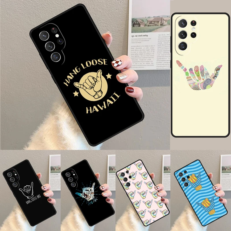 Cover For Samsung Galaxy S24 Ultra S21 S22 S8 S9 S10E Note 10 20 Plus FE S23 Shaka Hand Surf Hang Loose Surfing Phone case Coque