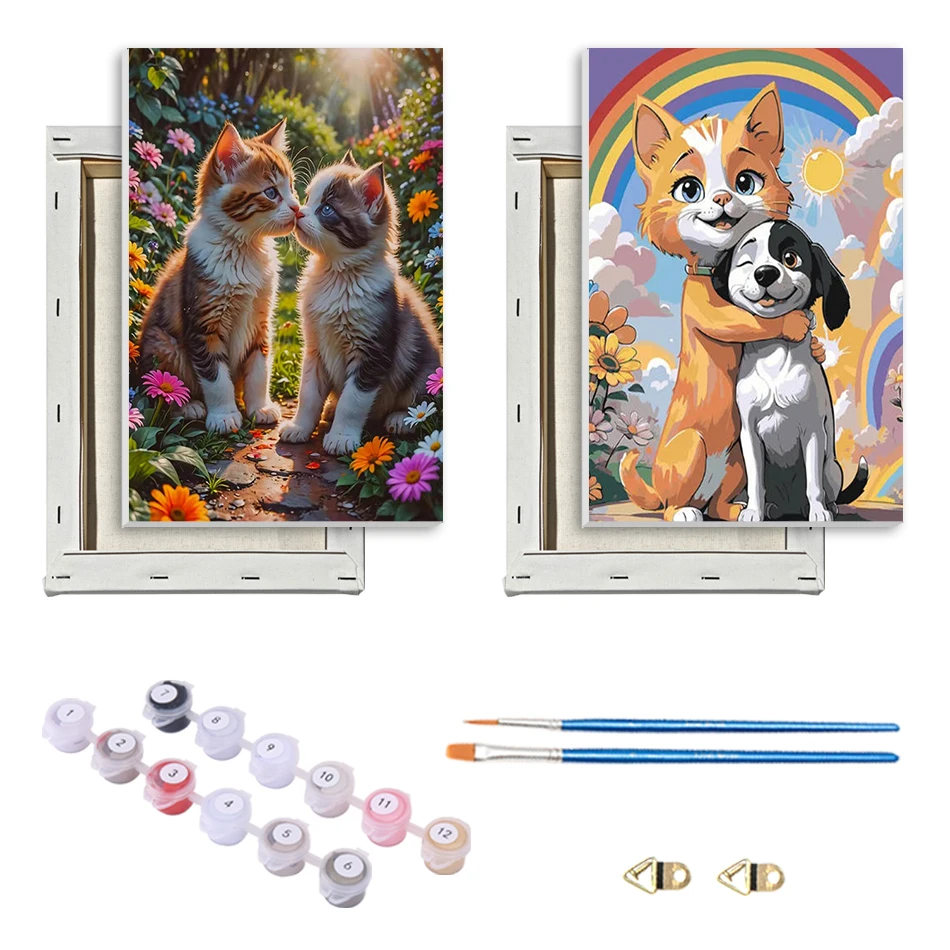 

SDOYUNO Painting Paints By Numbers Easy Draw For Beginner Canvas Animals 20x30cm With Frame Acrylic Paints Valentines Day Gift
