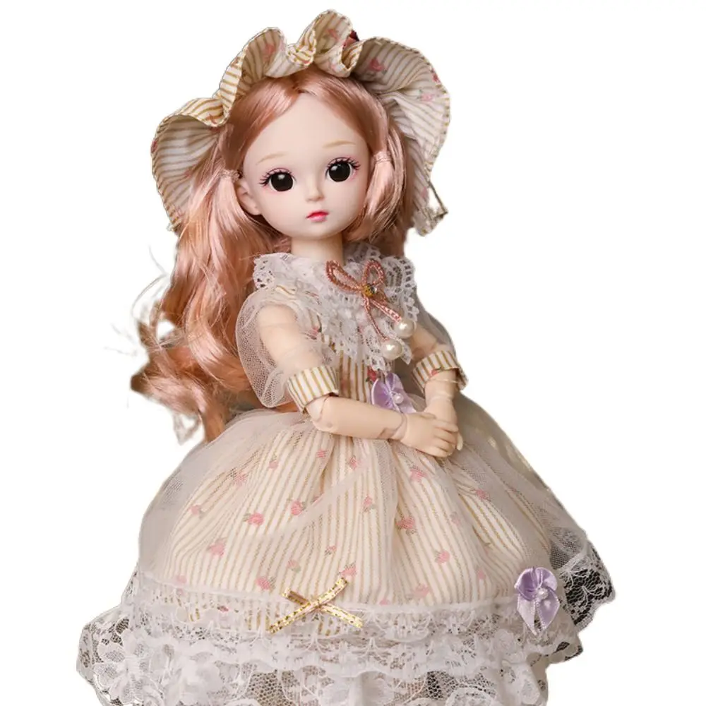 Beautiful Plastic 30CM Movable Joint Doll Safety Princess Toy Girl Dress Up Toys With Music 3D Makeup Doll Children