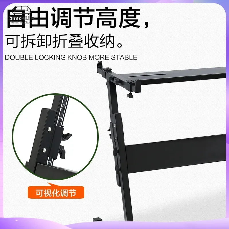 Z Shape Electronic Keyboard Stand Folding Piano Rack Adjustable Height Universal 61 88 Key Steel Organ Support