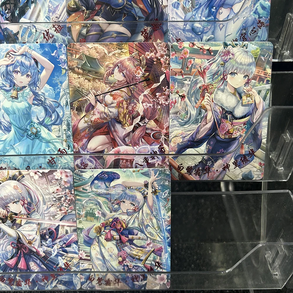 14 Pçs/set Bonito Anime Jogo Genshin Impact Coleção Cartão Keqing Raiden Shogun Kamisato Ayaka Cartão de Coleção de Personagens Sexy