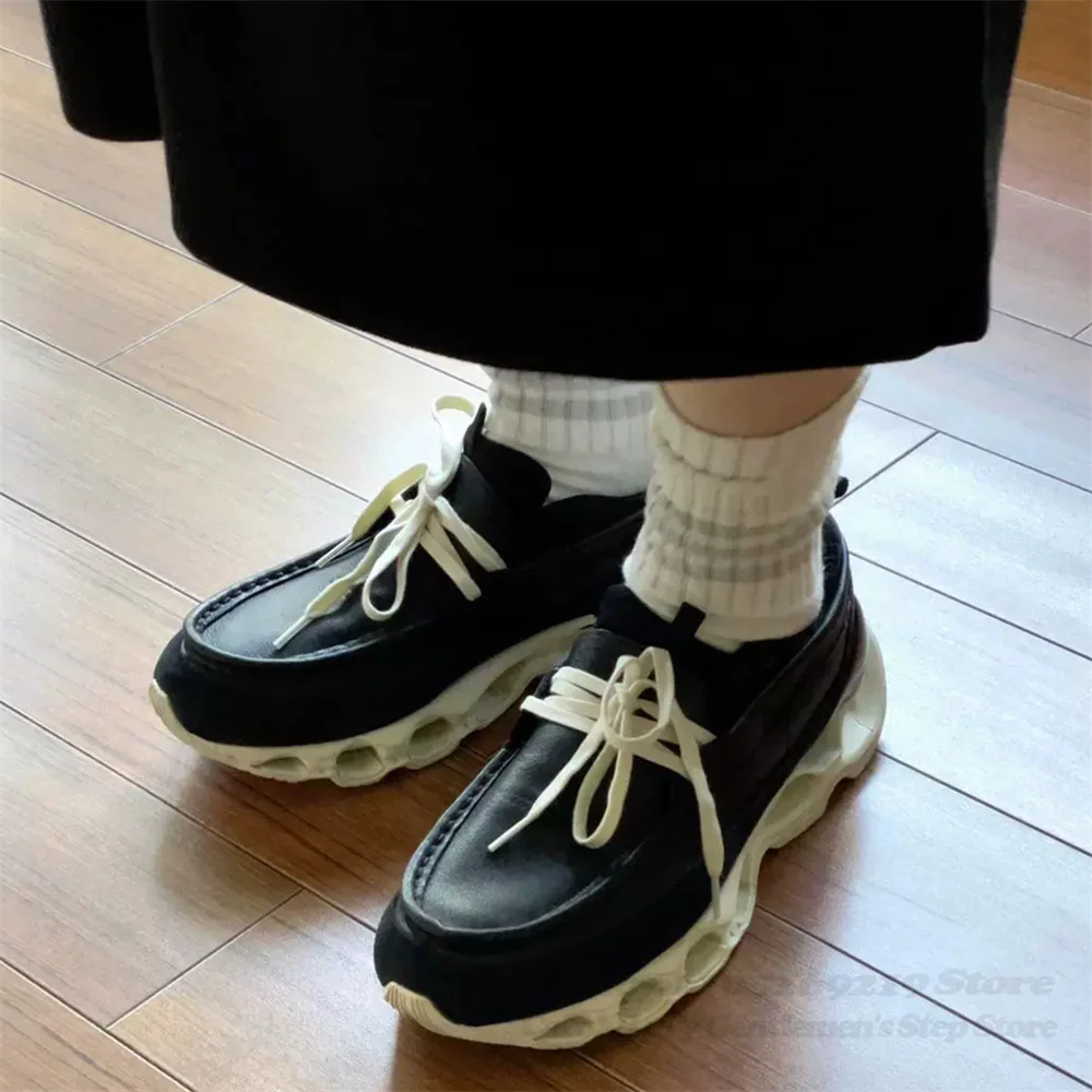 Leisure Commuting Sports Shoes Trendy Outdoor Running Shoes Men Thick Soled Hiking Shock-Absorbing Low Top Lace Up Loafers