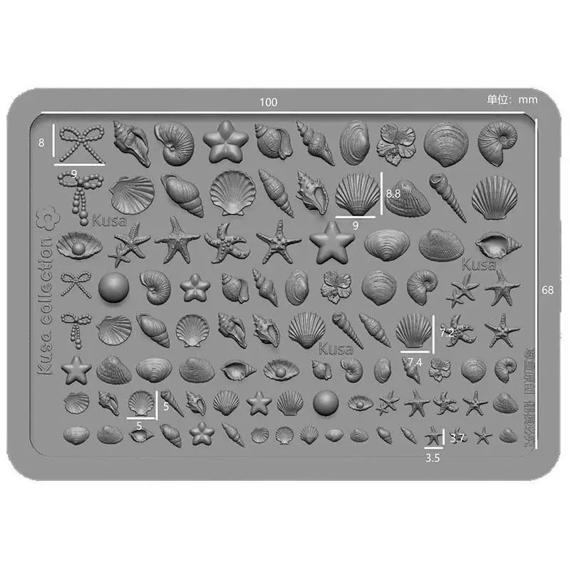 Silikon-Nagelkunst-Stempelform mit Motiven wie Meeresmuscheln, Seesternen, Mond und Schleifen, langlebig für DIY-Nageldekorationen zu Hause und im Nagelstudio. – Detail 5
