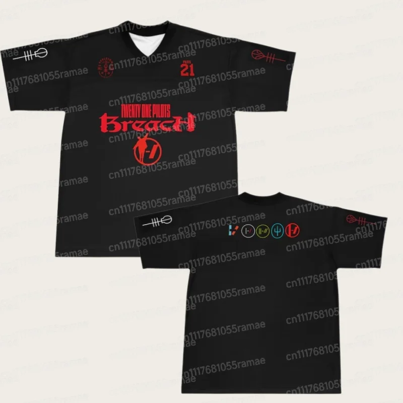 Twenty One Pilots Breach Rockband Sport-Trikot Herren-T-Shirt Y2K Oversized 21 # Grafische Streetwear-Musik-Tops, passend für die ganze Familie – Detail 4
