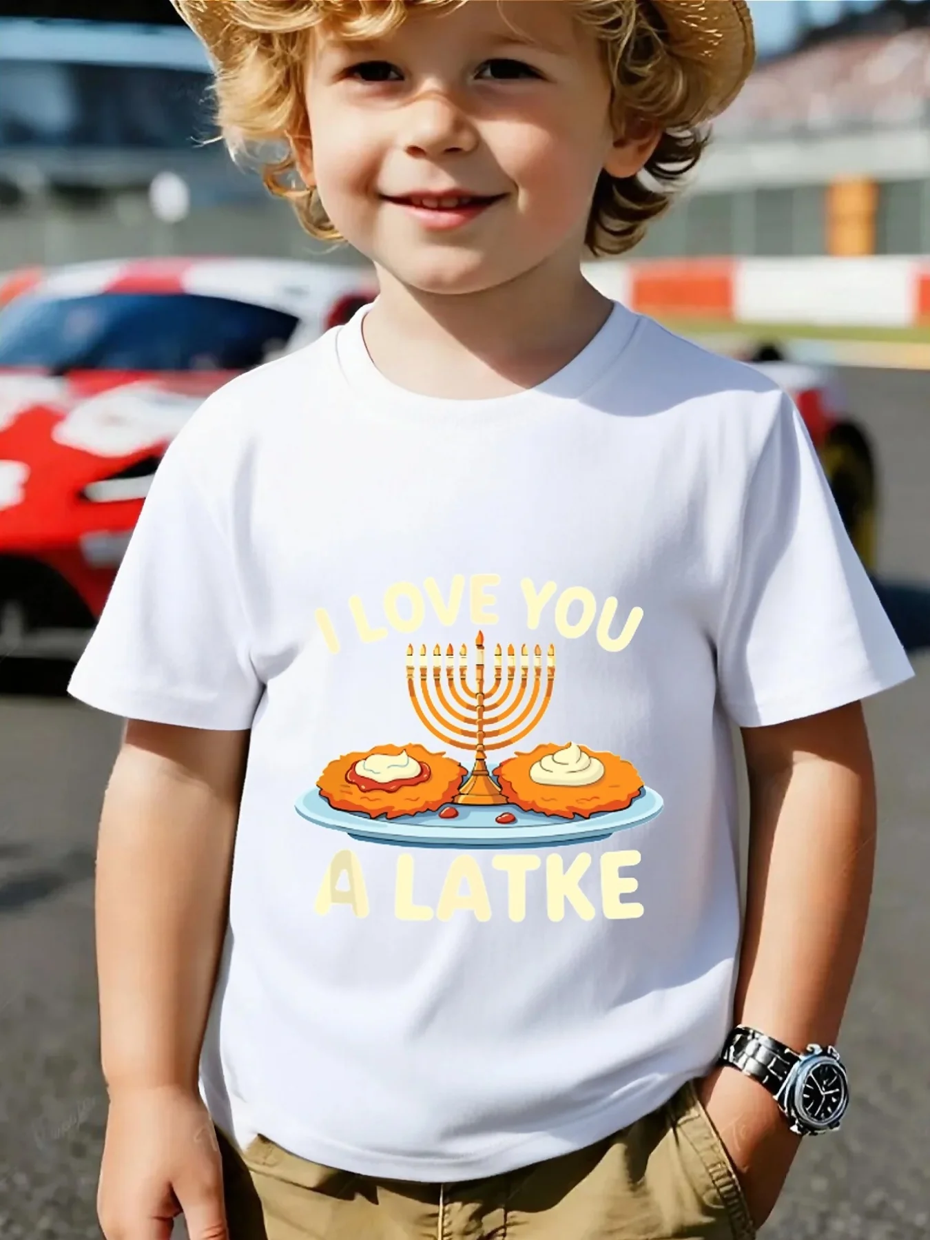 Lovely Hanukkah Food Letter Graphic Family Matching T Shirts Boys Girls Parent Child Short Sleeve Soft Casual Daily Tops