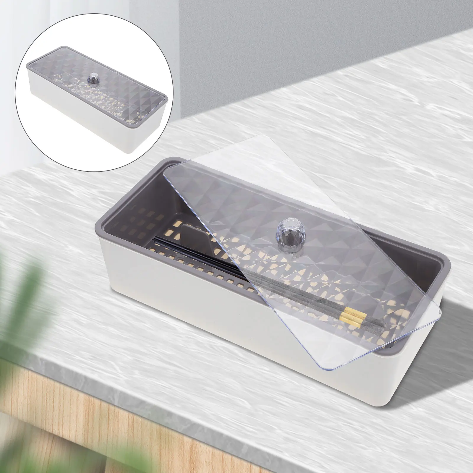 

Multi-Function Cutlery Box Plastic Utensil Storage Case For Forks Chopsticks Knives Countertop Organizer Household