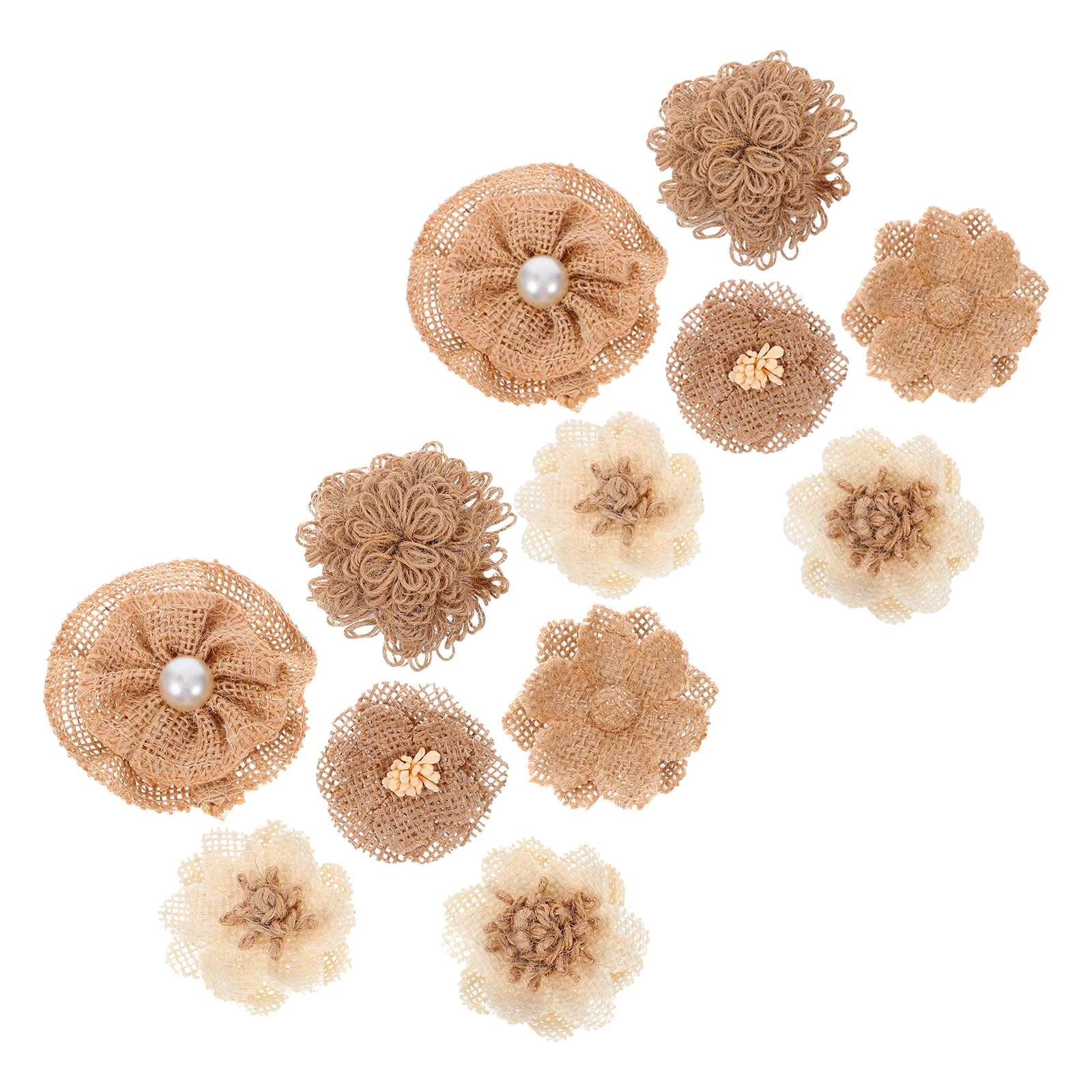 

12 Pcs Festive Party Decoration Set Vintage Jute Wedding Bow Burlap Flower Women DIY Sewing Fabric Craft Supplies Handmade