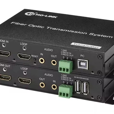 4K 60 هرتز HD-MI KVM USB عبر الألياف موسع OM3/4 متعدد الأوضاع LC الألياف 300 متر 4k hd-mi موسع فوق الألياف