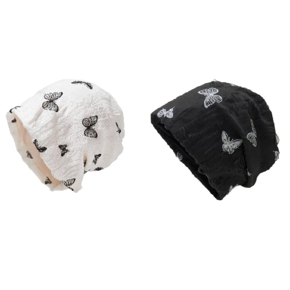 Weiche Löcher Schmetterling Drucken Mützen Verdickte Kältebeständige Fleece Mützen Baggy Koreanischen Stil Plüsch Pullover Hut Herbst