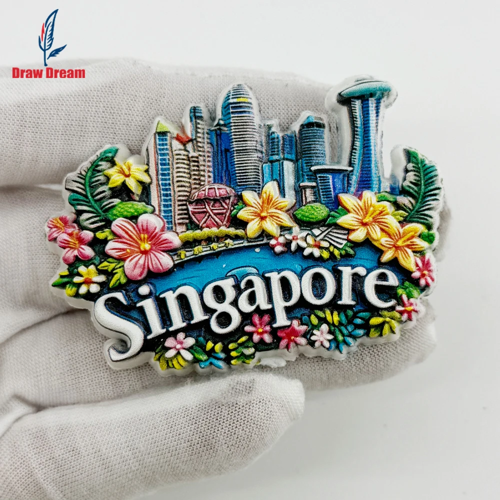 1PC Singapore Flower City Creative 3D Sticker for Refrigerator, Travel Souvenir, Home Decoration, Elegant Gift.