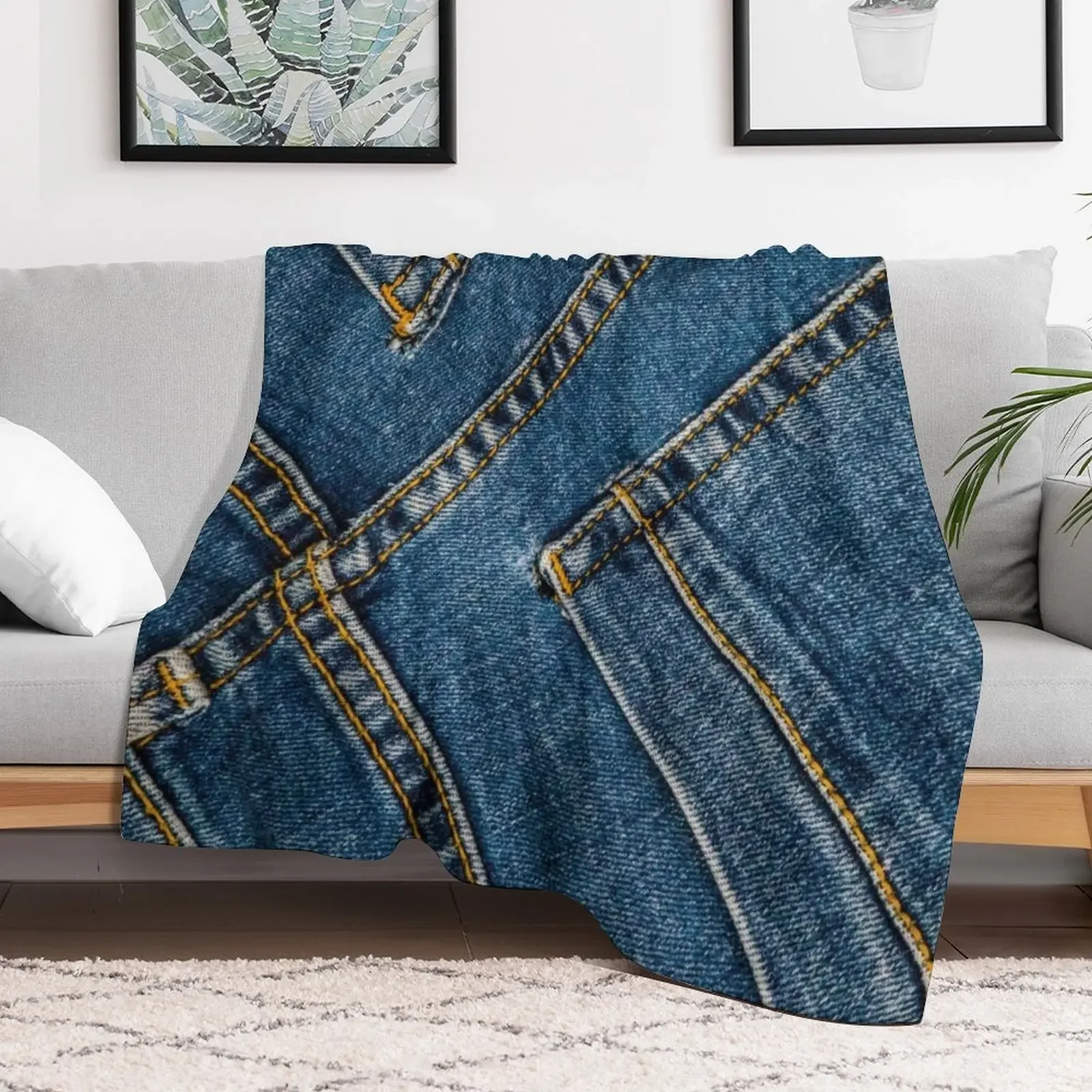 New Diagonal two pocket I love bluejeans denim Throw Blanket Lightweight Cozy Blanket for Bed Sofa