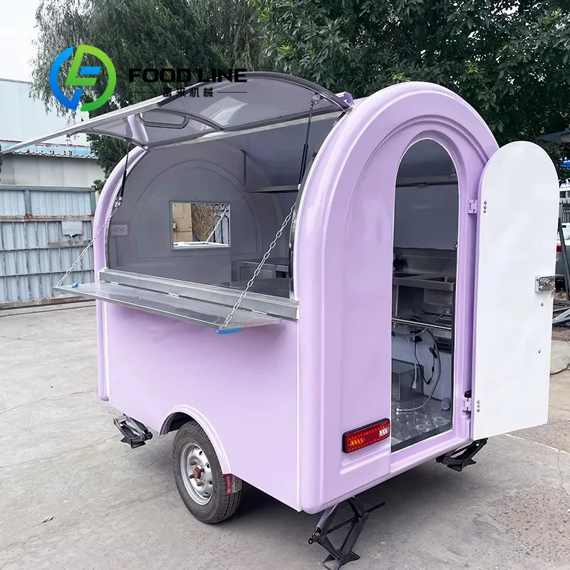 Food Trailer, Round Commercial Vending Trailer, Small Flexible Body, Rational Inner Layout, Suitable For Outdoor Mobile Food