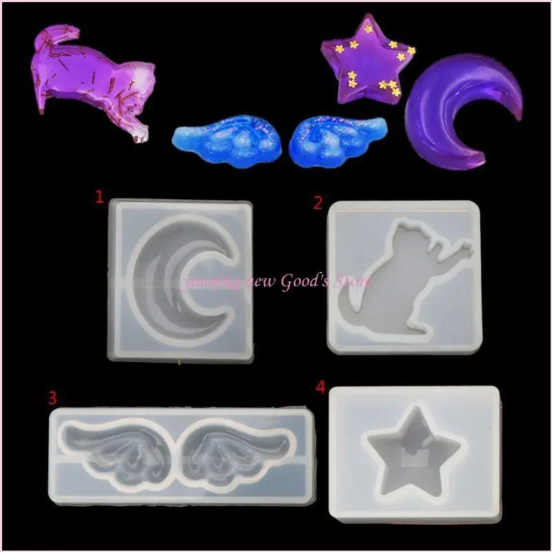 57QA مجوهرات صب قوالب السيليكون قلادة الراتنج قوالب المجوهرات صنع DIY CRAFT راتنج الراتينج النجمة القمر العفن