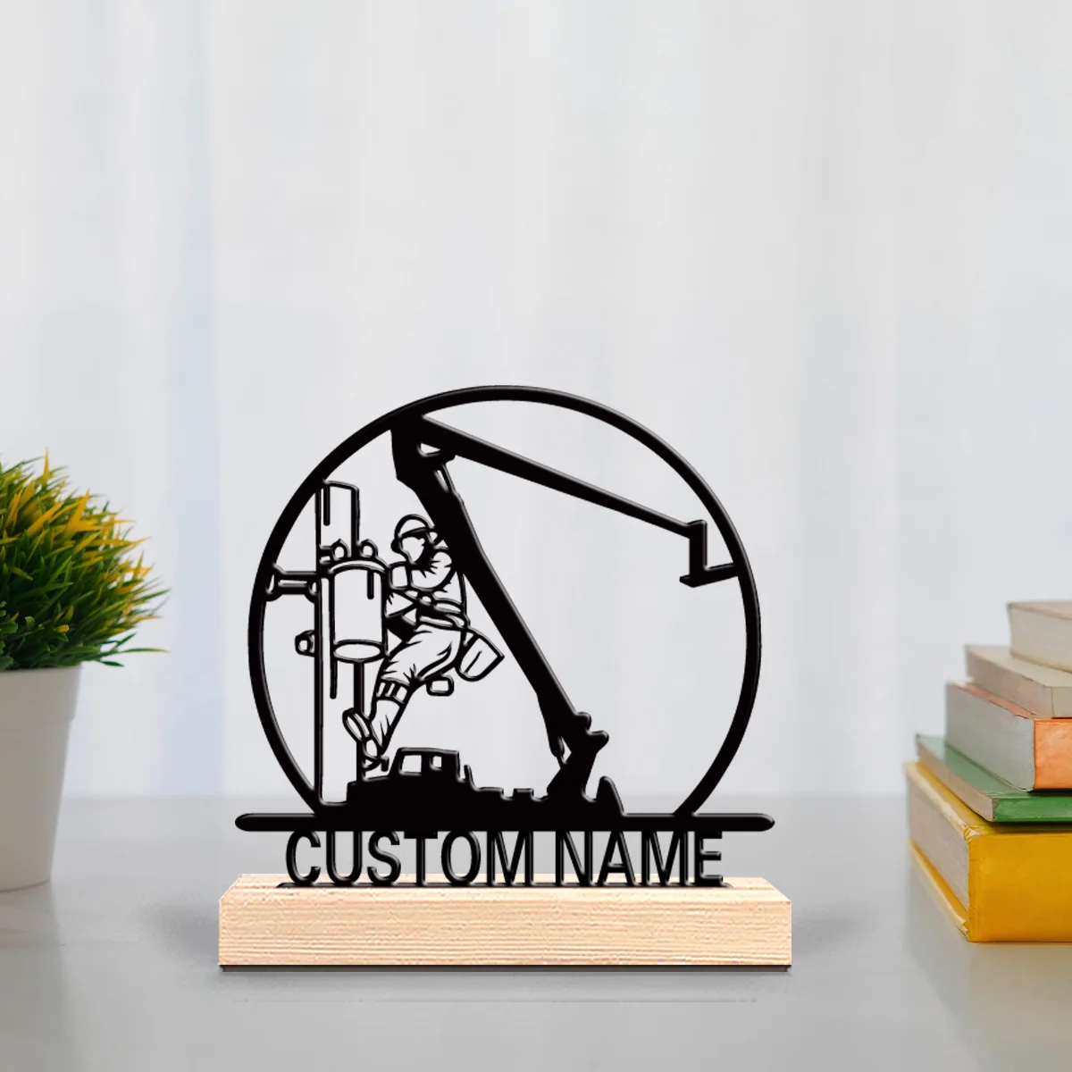 1 قطعة أزياء شخصية مخصصة الهندسة المدنية بناء تماثيل معدنية فن معدني مع قاعدة خشبية مناسبة كهدية للمحترفين