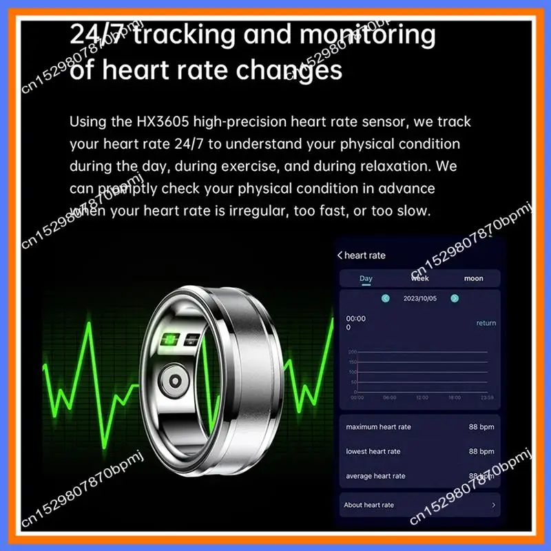 BAAE Smart Ring Fitness Tracker مع مراقبة النوم ومراقبة الأكسجين في الدم ودرجة حرارة الجسم وعداد الخطوات حلقة رياضية متينة B