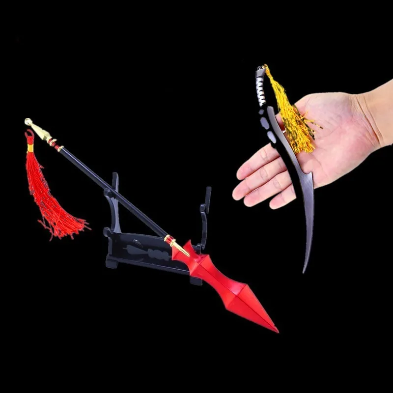 22 cm/8,66 pulgadas el Avatar del rey periférico de animé lanza de batalla de primera generación Xue Mingkai espada corta arma modelo llavero regalos