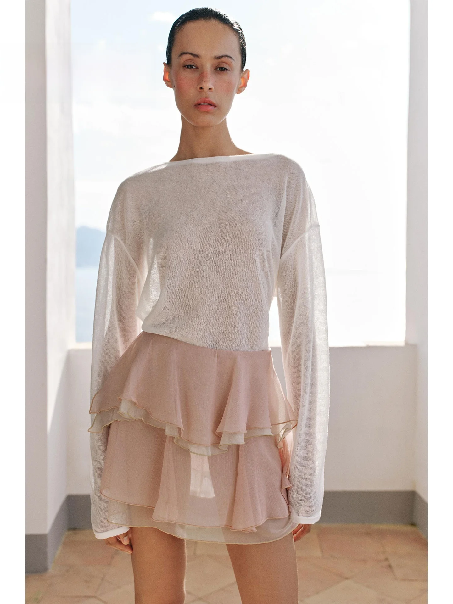 

Gentle Sweet Summer 2026 A-Line Skirt with Lace Trim Color Block Flounce Soft Elegant Standard Fit Ladies mid Waist