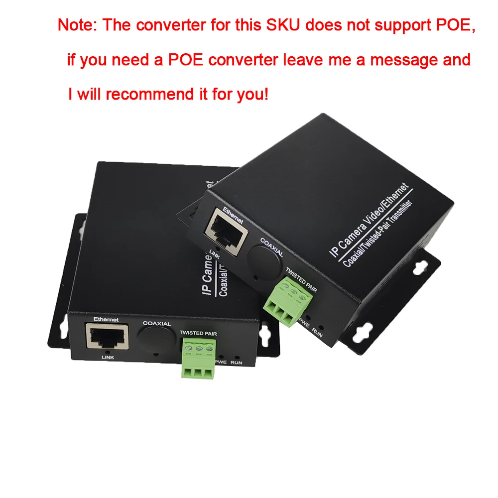 Ethernet over 2 wire converter ip camera over twisted pair converter extender 2 wire CCTV Ethernet adapter For security systems