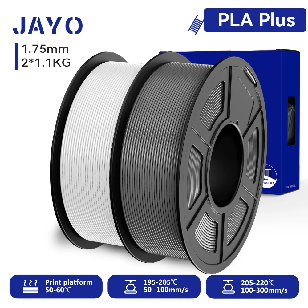 JAYO 2 Rollen 3D PLA+/ PLA+ 2.0 Filament Upgrade PLA Plus 3D-Drucker-Filament Ordentliches PLA+ 3D-Druckmaterial für FDM Mehrfarbig