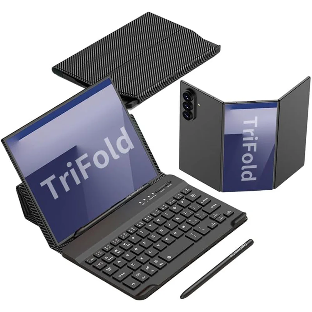 

Leather Case for Samsung Galaxy Z Trifold Genuine Leather Case S-Pen Slot Built-in Kickstand