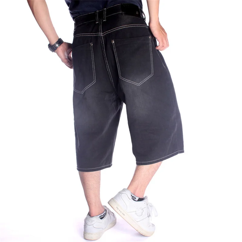 Men's Summer Hip Hop Denim Shorts Men's Trendy Skateboard Shorts Loose Cropped Pants