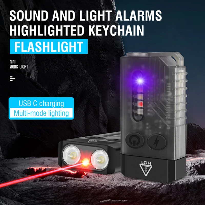 New Outdoor Convenient Magnetic EDC Flashlight with Strong Light and Ultra Bright USB Charging 2-in-1 UV Laser Keychain Light