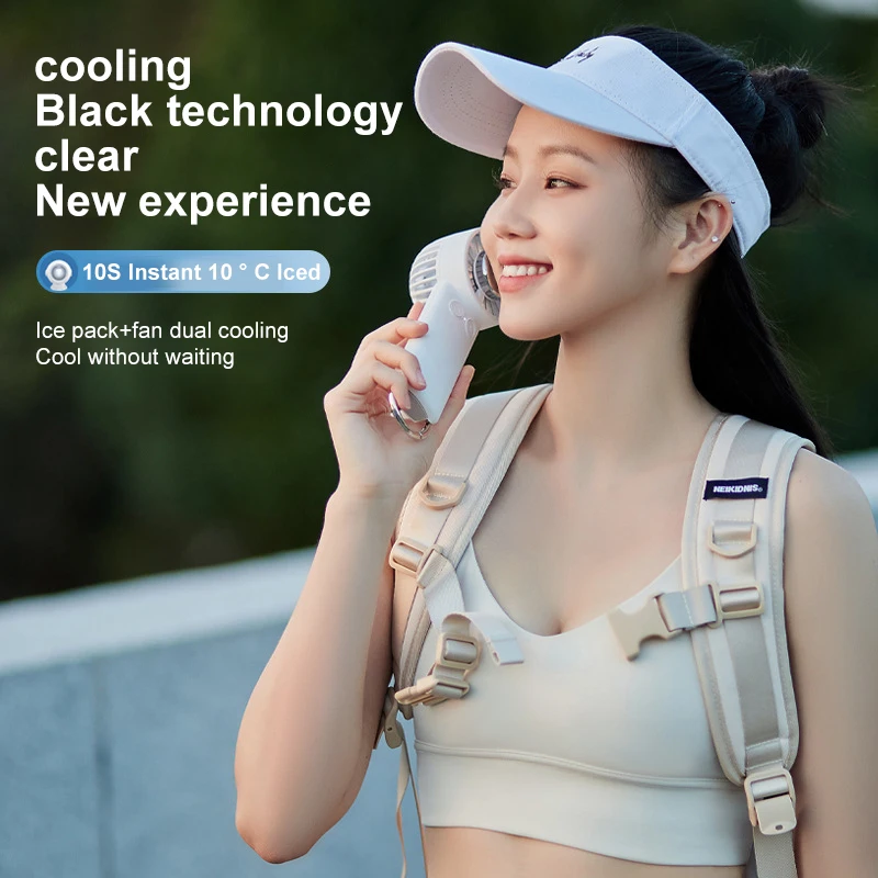 2024 NEW Style Handheld Ice-coated Semiconductor Cooling Fan Astronaut USB Charging Strong Wind Portable Desktop Outdoor Fan