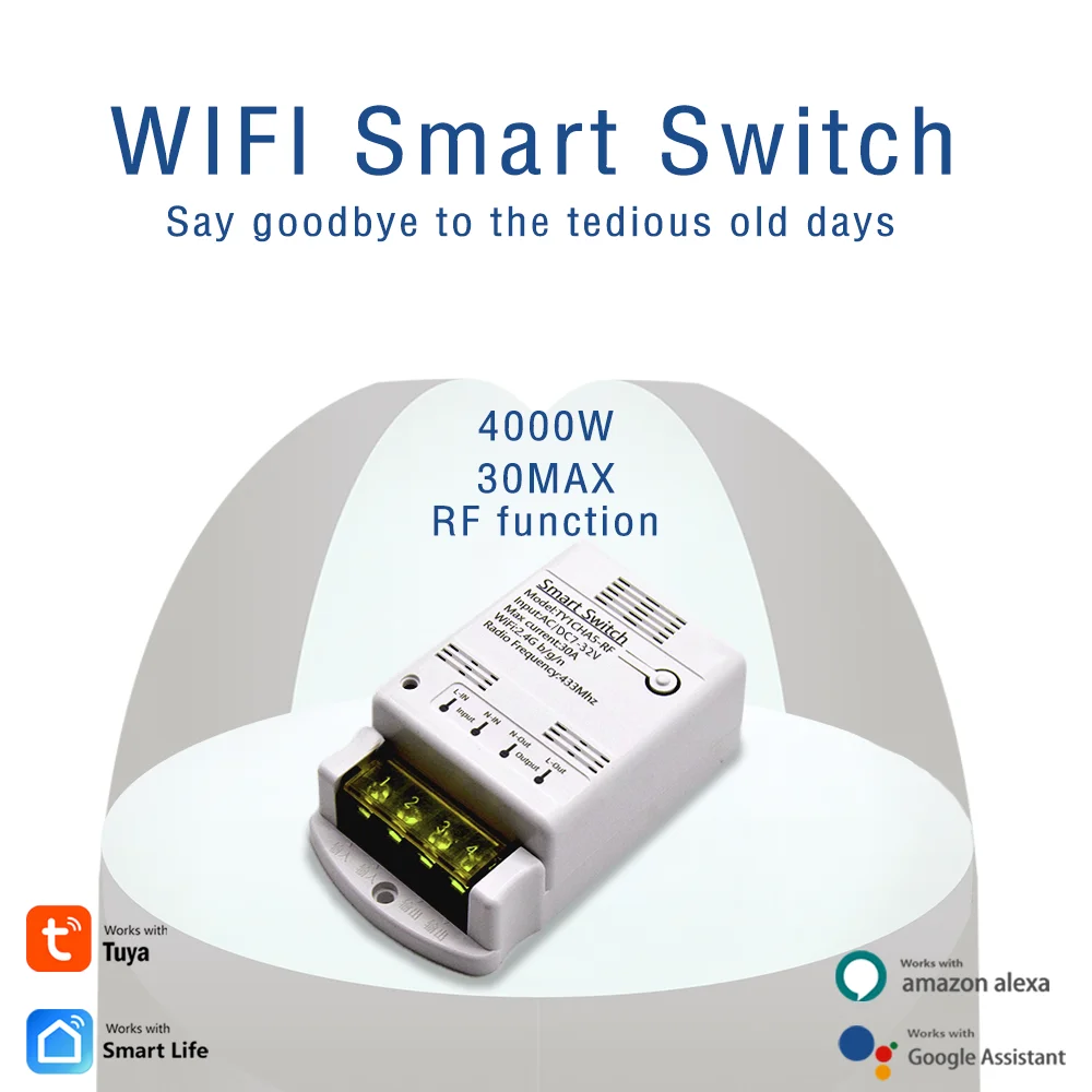 20A Smart Switch Circuit Breaker Tuya APP Control Power Monitor Overload Protection Works with Alexa Google Home Siri