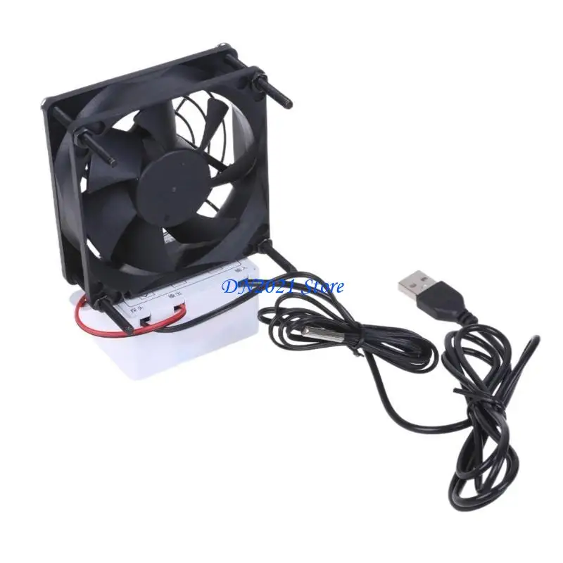 F3KE Efficient 80mmUSB Cooling Fan Routers Fan Heat Sink Fan with Automatic Temperature Regulation for Devices 112cm Cable